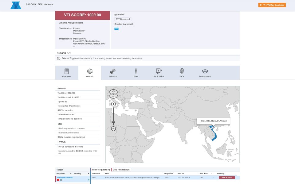 screenshot of VMRay Analyzer